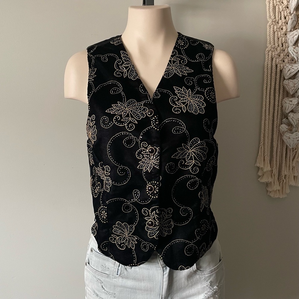 Vintage Holografix Party Waistcoat Button Down Vest Glitter Velvet Velour